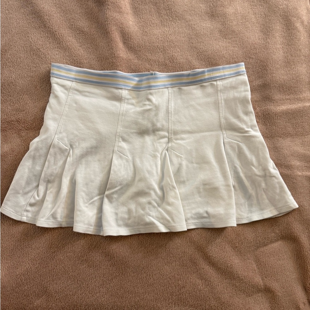 One Step Ahead White Mini Skort with Blue Accents